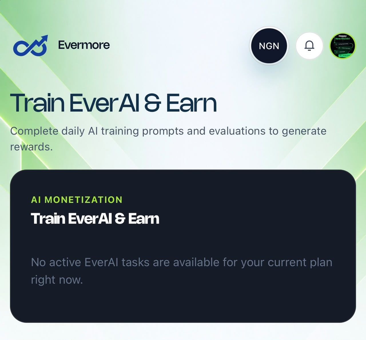 EverAI training dashboard preview
